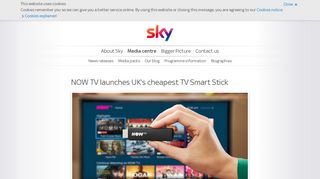 NOW TV launches UK's cheapest TV Smart Stick - Sky Corporate