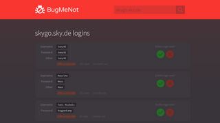skygo.sky.de logins - BugMeNot