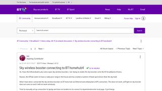 Solved: Sky wireless booster connecting to BT homehub4 - BT Community