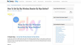 How To Set Up Sky Wireless Booster By Wps Button? - Sky UK - Faqtory
