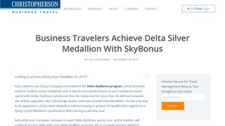 Business Travelers Achieve Delta Silver Medallion with SkyBonus ...
