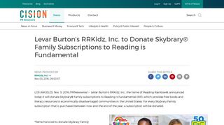 Levar Burton's RRKidz, Inc. to Donate Skybrary® Family Subscriptions ...
