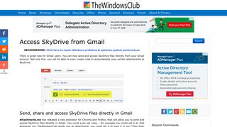 Access SkyDrive from Gmail with Attachments.me - The Windows Club