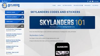 Skylanders Codes and Stickers - Skylanders Character List