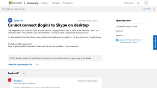 Cannot connect (login) to Skype on desktop - Microsoft Community