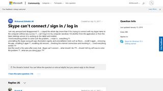 Skype can't connect / sign in / log in - Microsoft Community