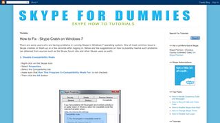 Skype For Dummies: How to Fix : Skype Crash on Windows 7