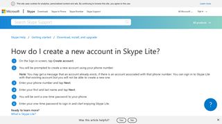 How do I create a new account in Skype Lite? | Skype Support