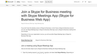 Join a Skype for Business meeting with Skype Meetings App (Skype ...