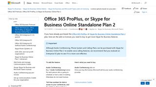 Office 365 ProPlus, or Skype for Business Online Standalone Plan 2 ...