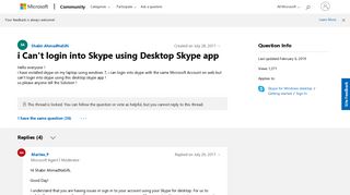 i Can't login into Skype using Desktop Skype app - Microsoft Community