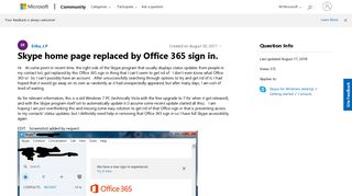 Skype home page replaced by Office 365 sign in. - Microsoft Community