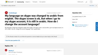 My language on skype was changed to arabic from english. The skype ...