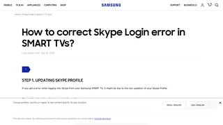 How to correct Skype Login error in SMART TVs? | Samsung Support ...