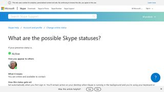 What are the possible Skype statuses? | Skype Support