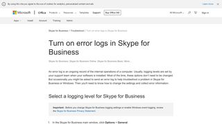 Turn on error logs in Skype for Business - Skype for Business