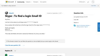 Skype : To find a login Email ID - Microsoft Community