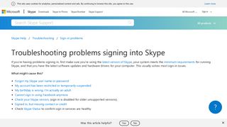 Troubleshooting problems signing into Skype | Skype Support