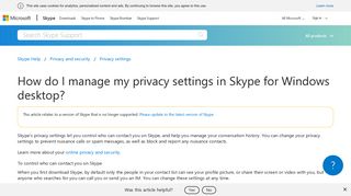 How do I manage my privacy settings in Skype for Windows desktop ...