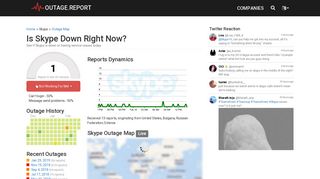 Skype Down? Service Status, Map, Problems History - Outage.Report