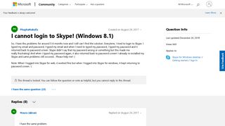 I cannot login to Skype! (Windows 8.1) - Microsoft Community