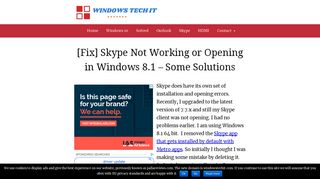 skype not working windows 8