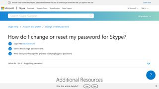How do I change or reset my password for Skype? | Skype Support