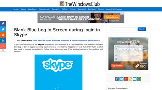 Blank Blue Log in Screen during login in Skype - The Windows Club