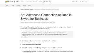 Set Advanced Connection options in Skype for Business - Office Support