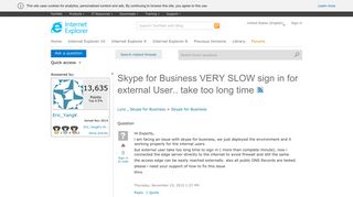 Skype for Business VERY SLOW sign in for external User.. take too ...