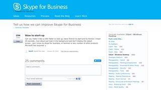 Slow to start-up – Skype for Business Feedback