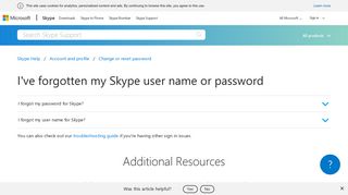I've forgotten my Skype user name or password | Skype Support