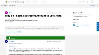 Why do I need a Microsoft Account to use Skype? - Microsoft Community
