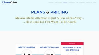 Pricing - PressCable - Instant Publicity for Your Site