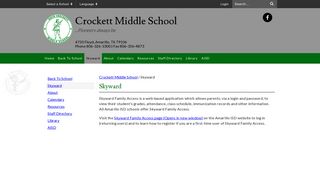 Skyward - Crockett Middle School