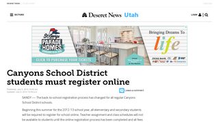 Canyons School District students must register online | Deseret News