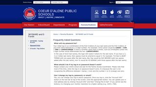 SKYWARD and E-Funds / Skyward FAQs - Coeur d'Alene School District