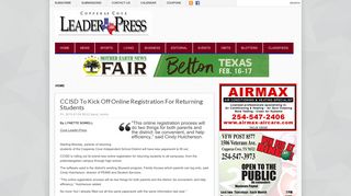 CCISD to kick off online registration for returning students | Copperas ...