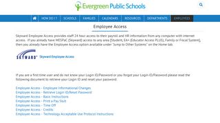 Evergreen Public Schools > Employees > Employee Access