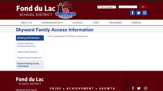 Skyward Family Access Information - Fond du Lac School District