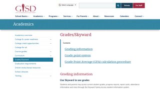 Grades/Skyward | Garland Independent School District - Garland ISD