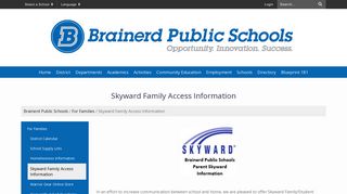 Skyward Family Access Information - Brainerd Public Schools