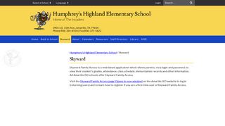 Skyward - Humphrey's Highland Elementary School