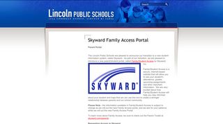 Skyward Family Access Portal | Lincoln Public Schools