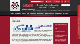 Family Access – Student Information Services – Manor ... - Manor ISD