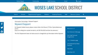 Skyward Support - Departments - Moses Lake School District 161