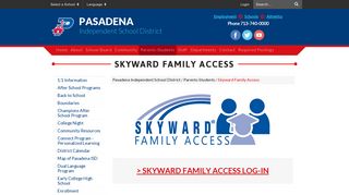 Skyward Family Access - Pasadena Independent School District