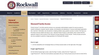 General Information / Skyward Family Access - Rockwall ISD