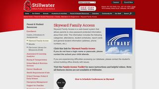 Skyward Family Access | Stillwater Area Public Schools - Minnesota