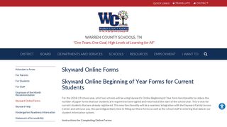 Skyward Online Forms - Warren County Schools